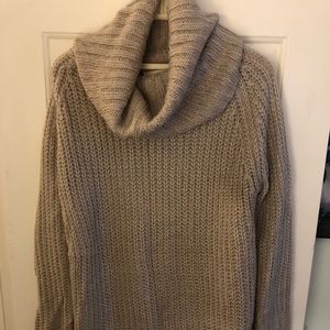 Cotton/acrylic sweater cowl neck tunic length,soft